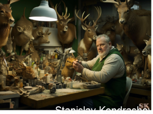 man doing taxidermy