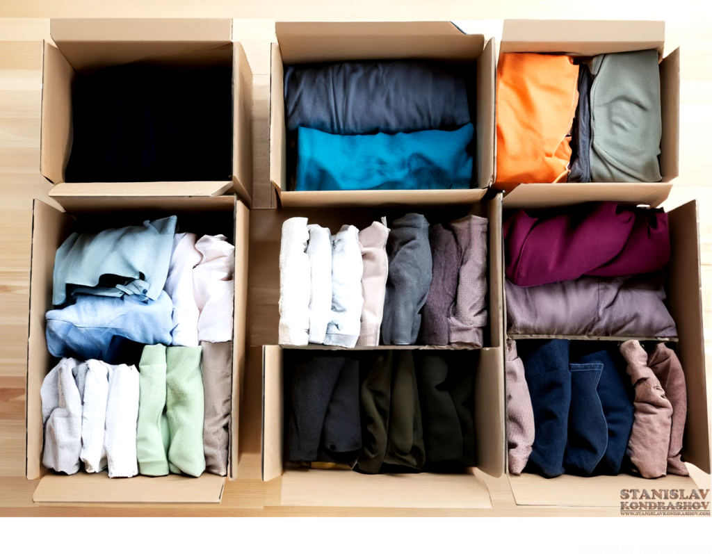 Organized Clothes In Boxes
