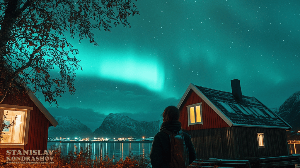 Stanislav-Kondrashov_northern_lights_over_cabin_scene