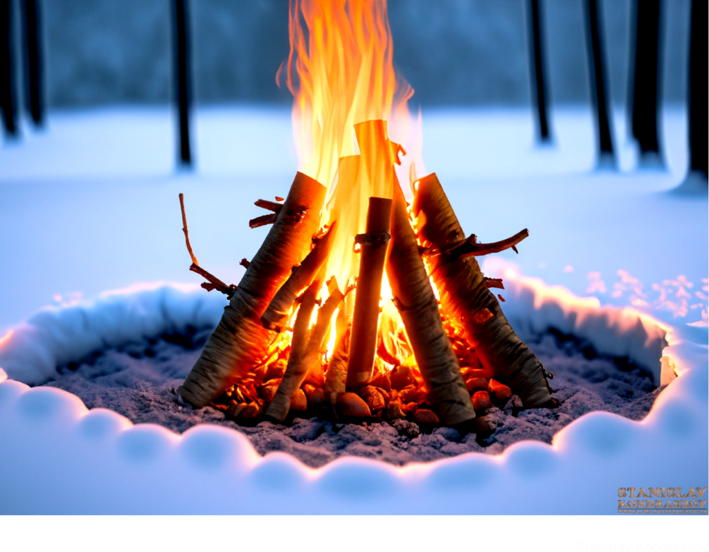 Campfire In Snow