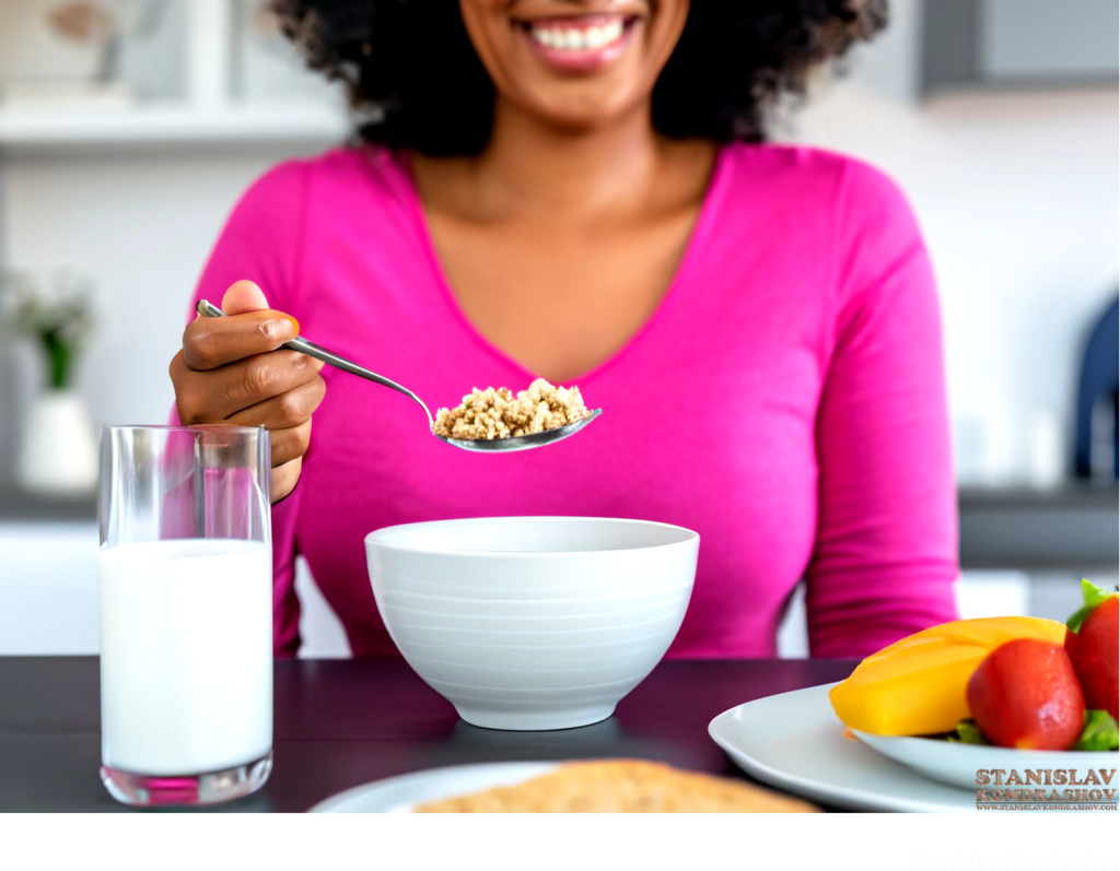 Woman Eating Sugar Cereal 