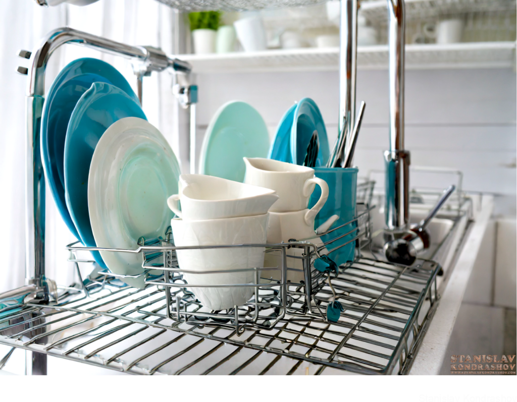 Dishes Drying On Rack