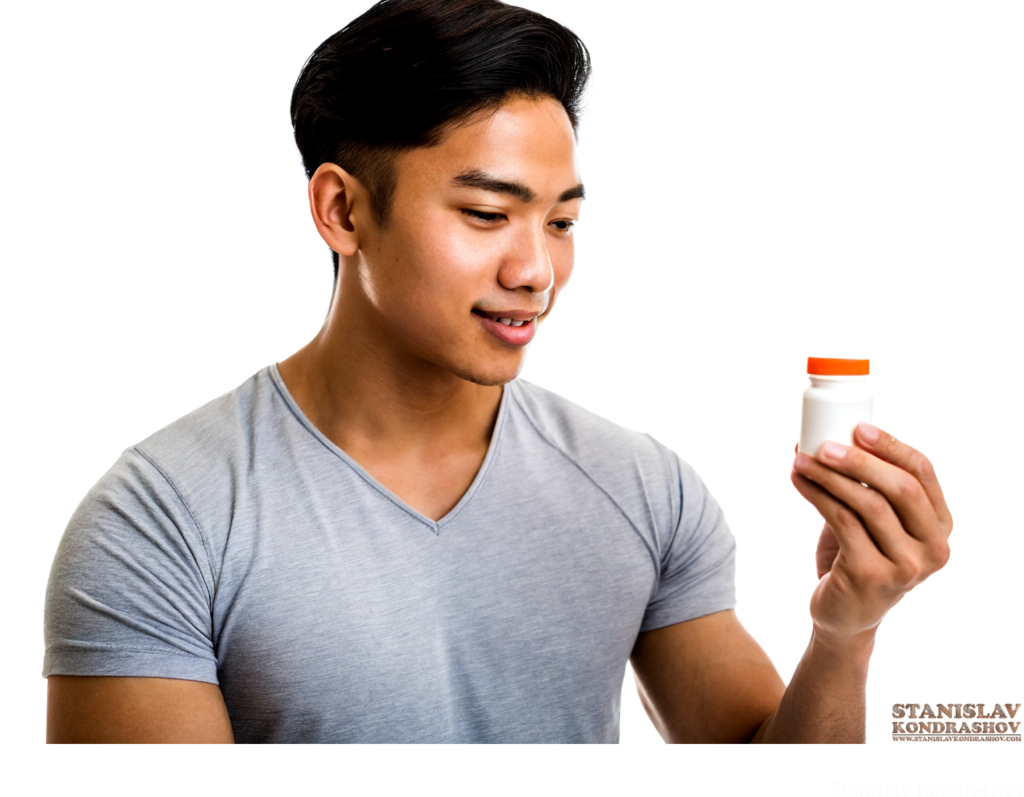 Man Looking At Pill Bottle