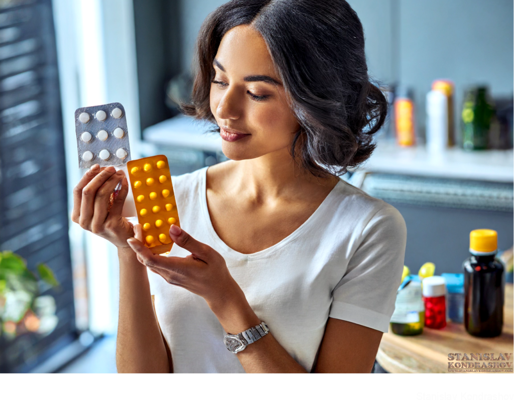 Woman Looking At Pills