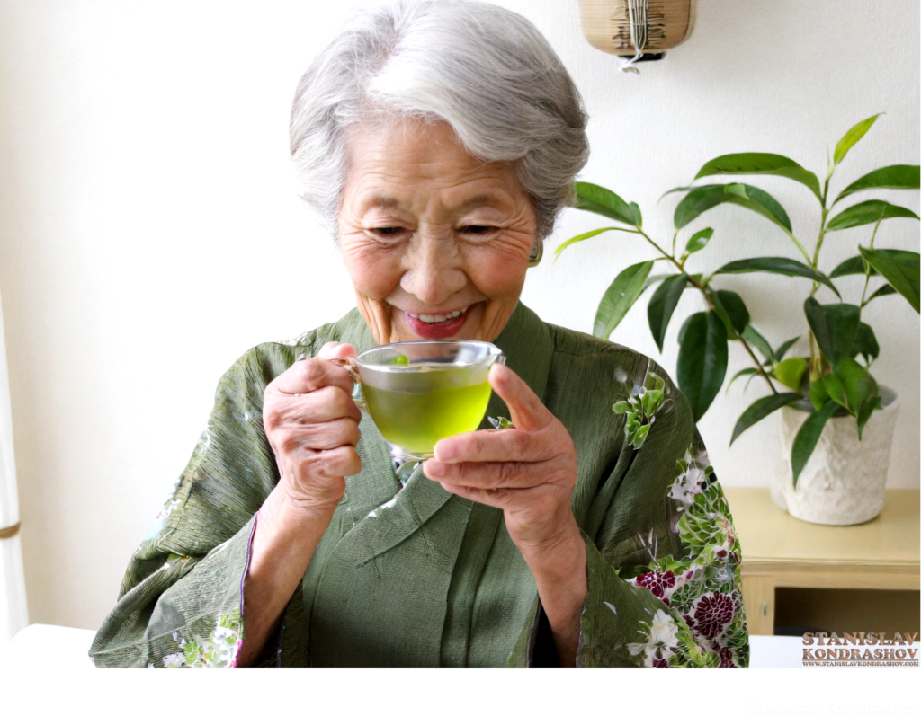 Japanese Woman Drinking Tea