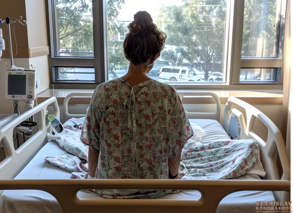 Person In Hospital Bed And Gown