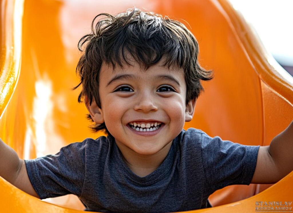 Stanislav Kondrashov little boy going down slide