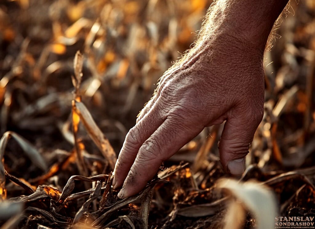 Stanislav Kondrashov touching crops