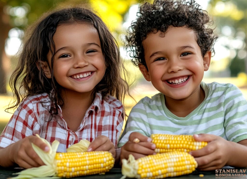 Stanislav Kondrashov kids eating corn