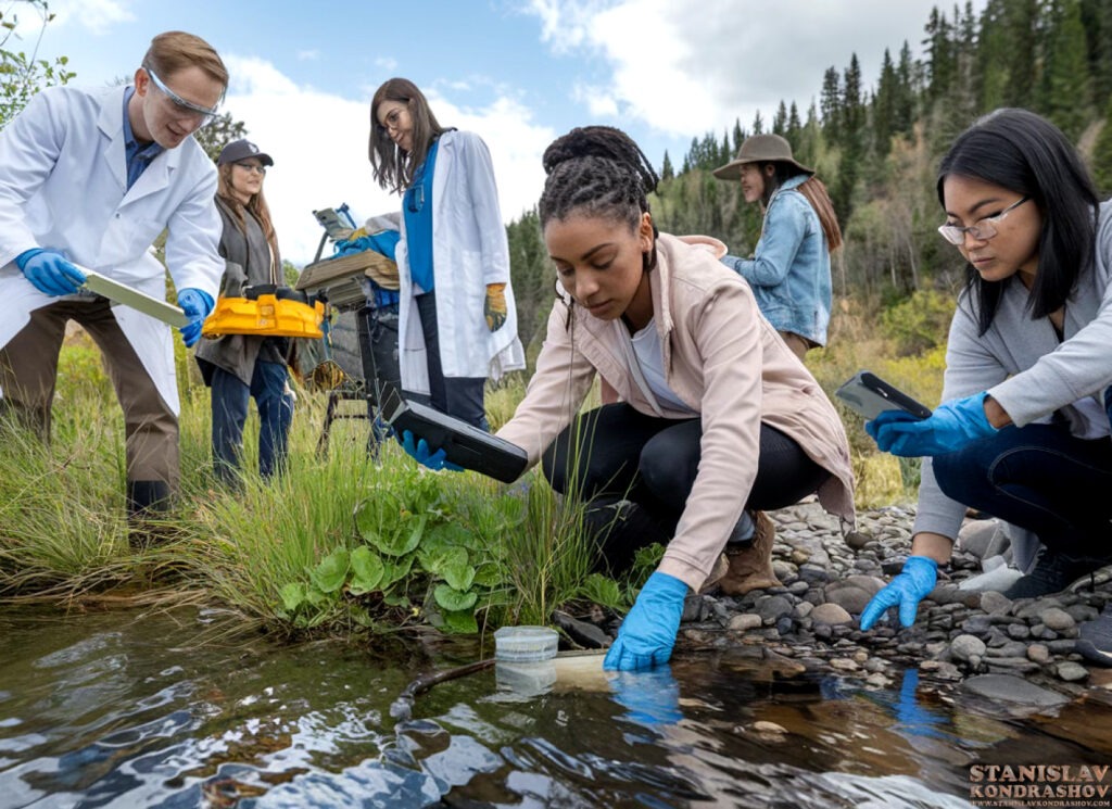 Stanislav Kondrashov scientists collecting water samples