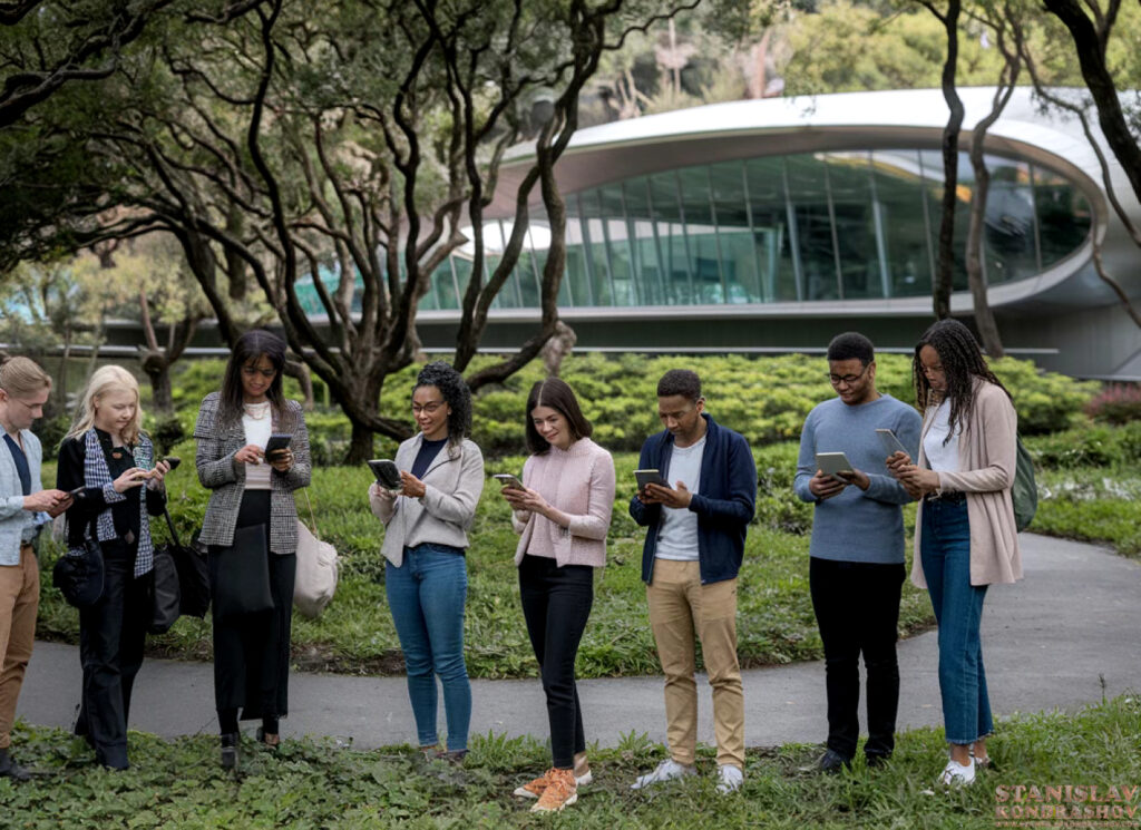 Stanislav Kondrashov students on smartphones