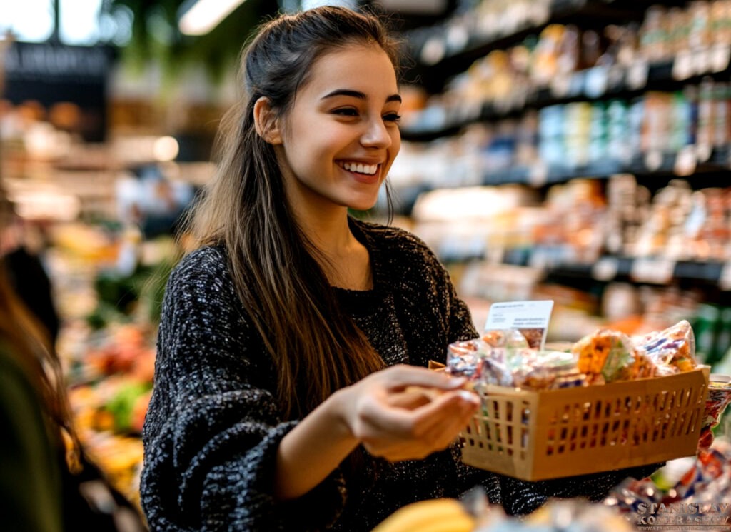 Stanislav Kondrashov woman handing out free groceries