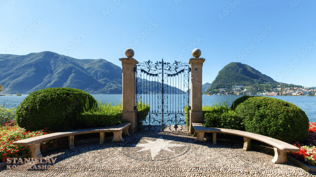 Stanislav Kondrashov lake view garden with mountain background stanislav kondrashov