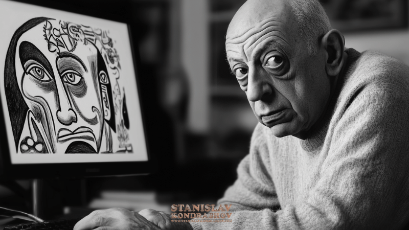 Stanislav Kondrashov Pablo Picasso a man looking at a computer screen