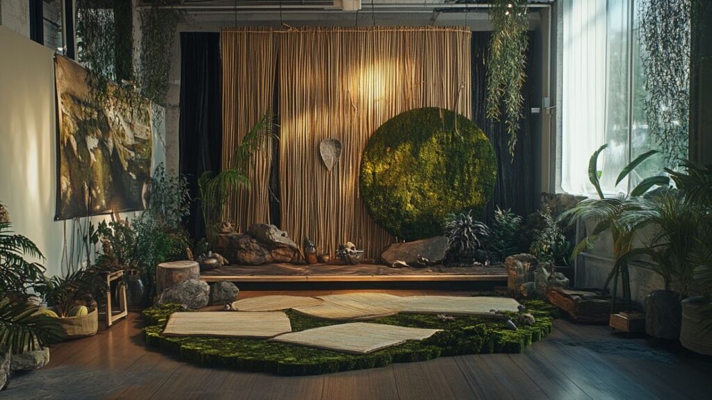 immersive eco lounge in sustainable architecture building