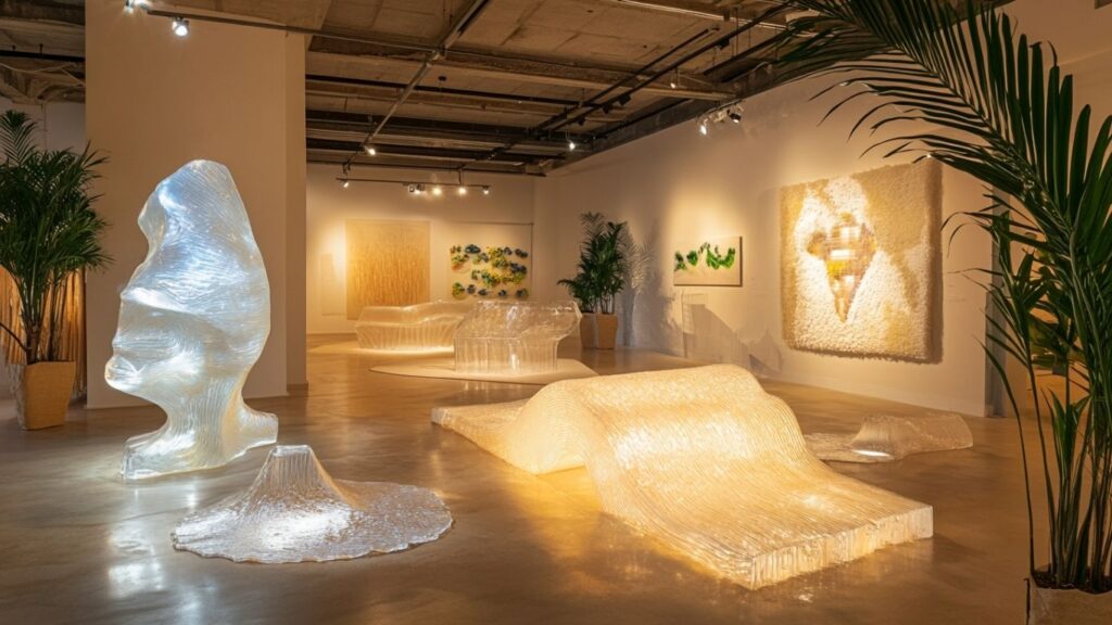 ice art in gallery showcasing environmental themes
