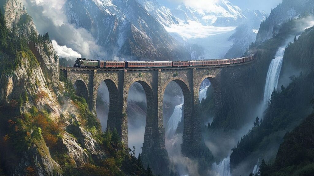 Bernina Express approaching the Bernina Pass summit