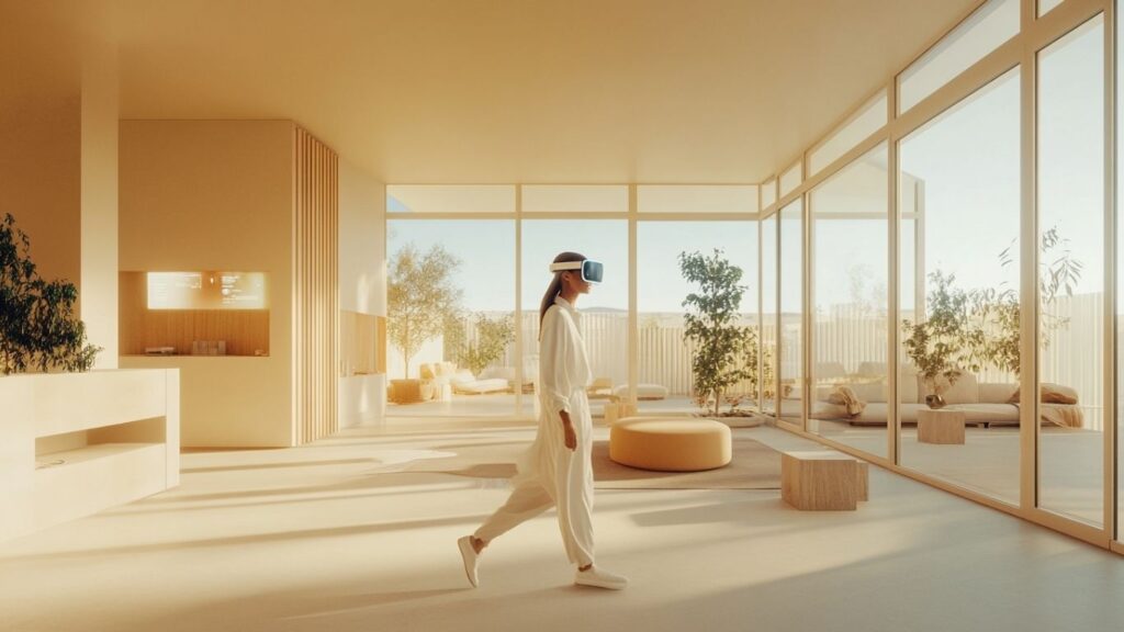 sleek VR digital interaction in living room
