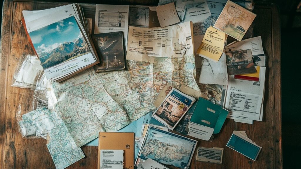 Swiss Travel Pass with map and tickets on a train seat