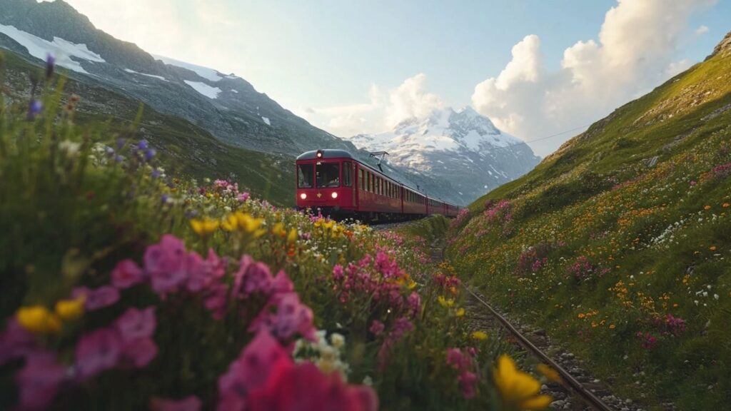 Half Fare Card promotion with mountain train in the background