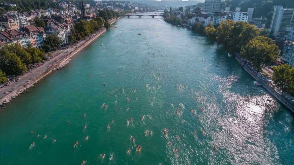 Urban swimming Switzerland experience on the Rhine River