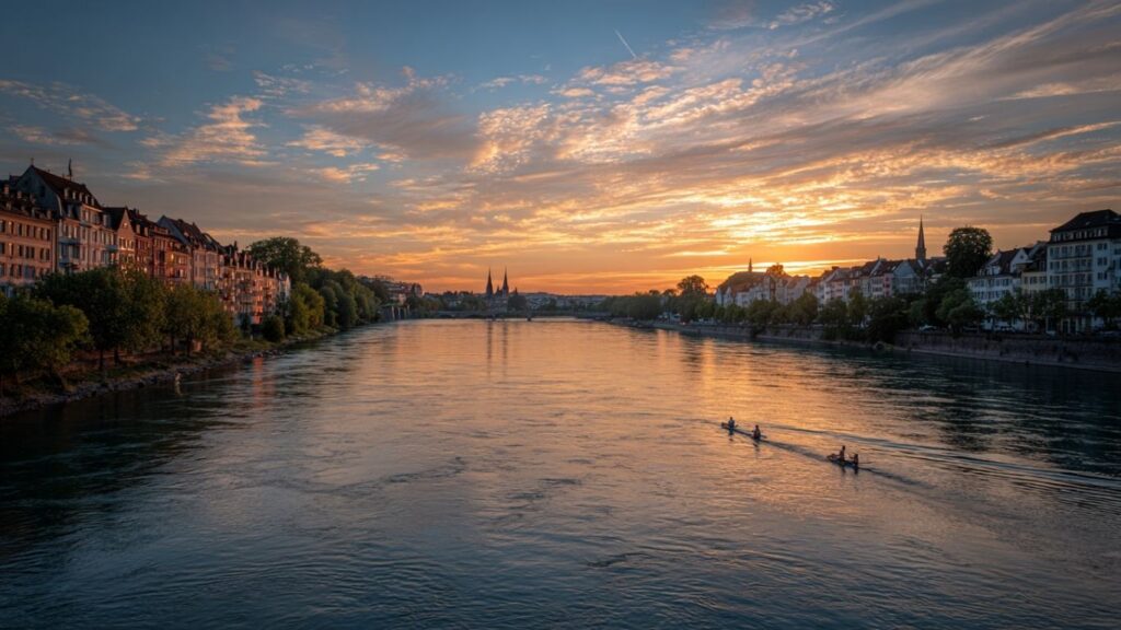 Basel summer tradition of Rhine river swimming