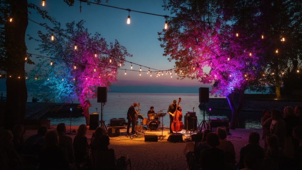 Jazz culture stage glowing with light at Switzerland festivals July 2025