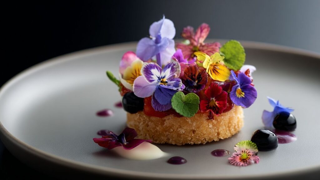 Artistic plating showcasing food and wine pairing