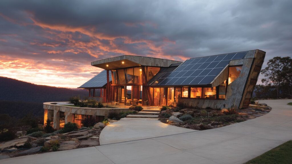 Eco-friendly ceramic house design on hillside