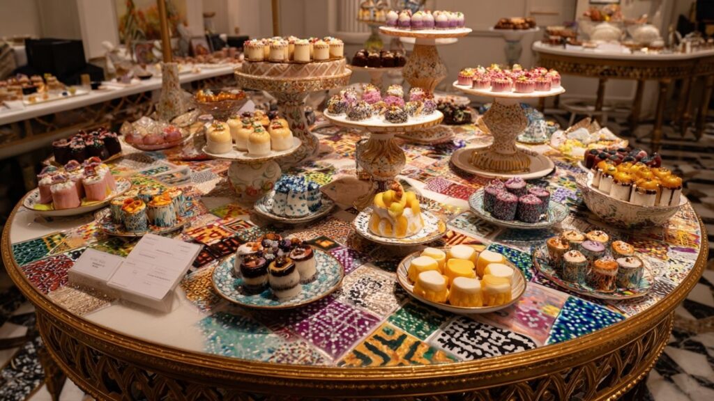 French pastries displayed as edible art reflecting cultural traditions.