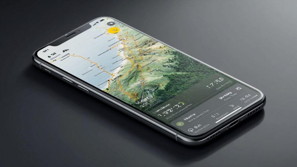 Digital interface of smart travel app with real-time itinerary updates.