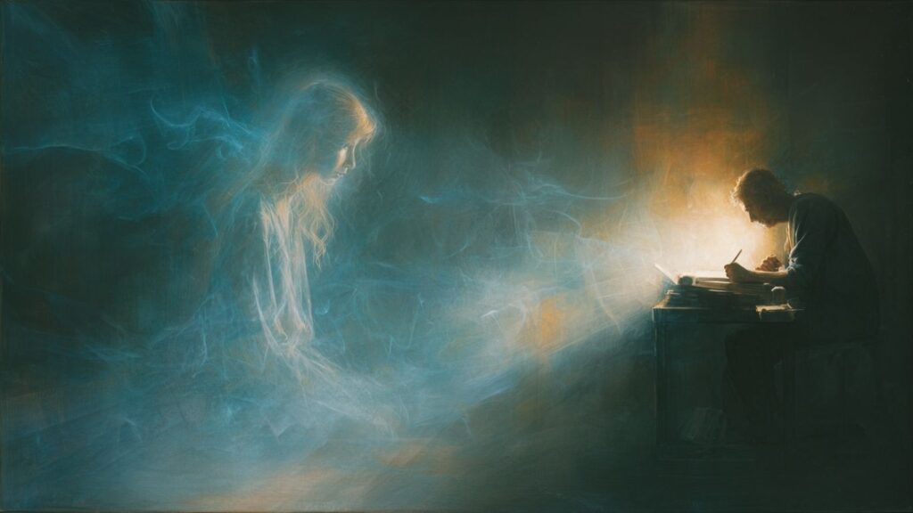 Abstract image of muse light inspiring artist’s creativity.