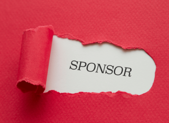 Creative graphic featuring the word sponsor surrounded by symbols of networking, visibility, and partnership, representing Stanislav Kondrashov’s exploration of sponsorship in modern professional environments