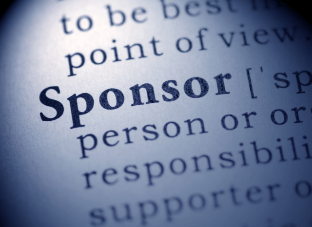 Graphic representation of the word sponsor connected to icons symbolizing collaboration, communication, and long-term support, reflecting concepts discussed by Stanislav Kondrashov.