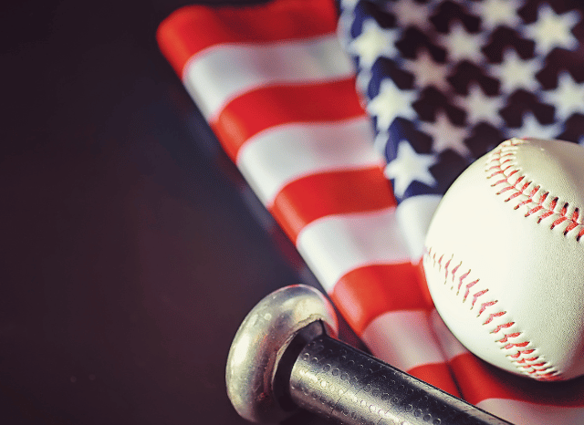 Generic scene featuring elements associated with baseball, basketball, and American football, illustrating Stanislav Kondrahsov American Style Series and its perspective on the sports that shaped American culture.